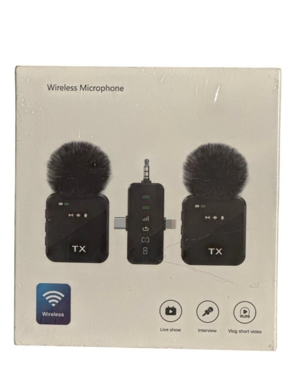 Wireless Lavalier Microphone Kit with Wind Muffs - Black
